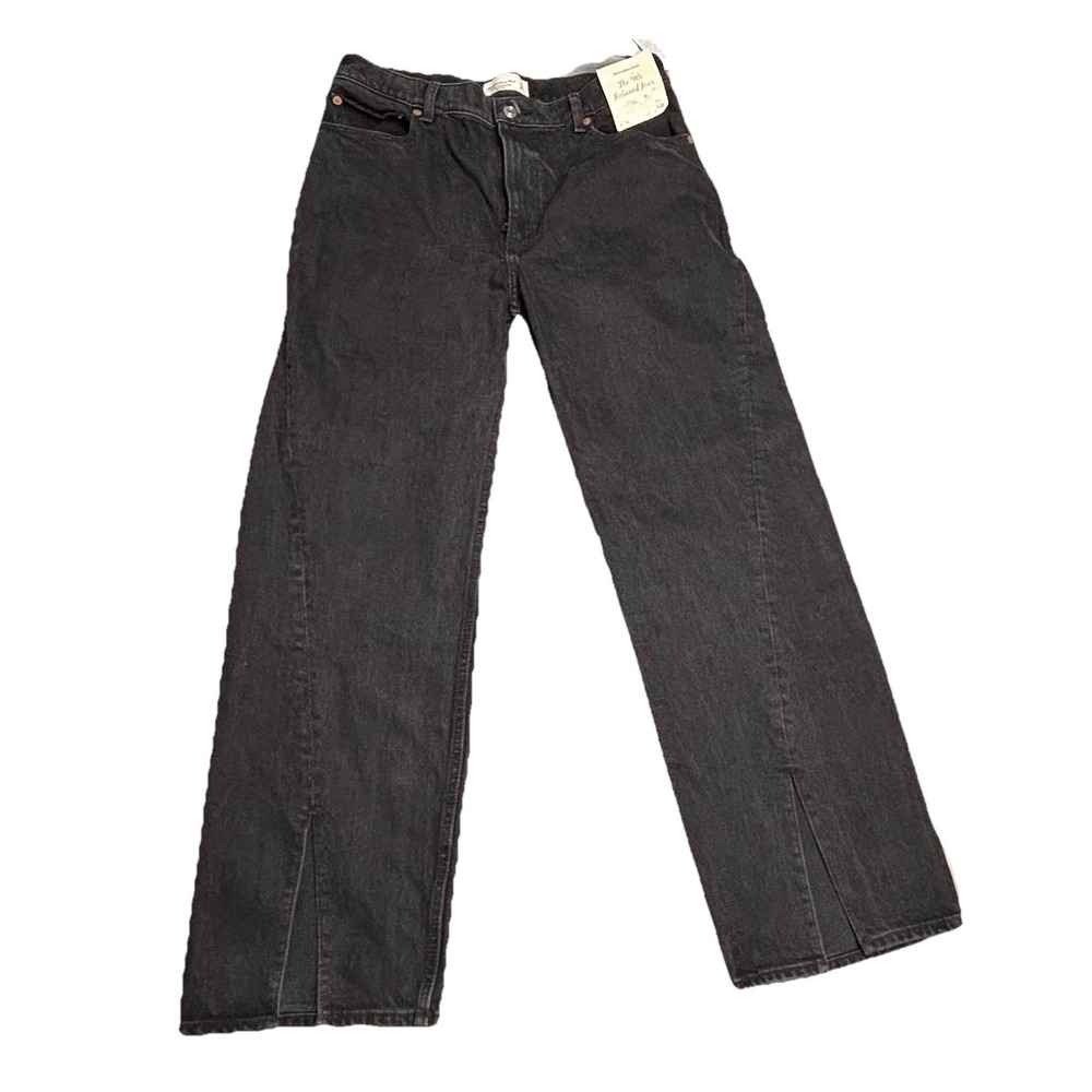 Abercrombie &‎ Fitch The 90s Relaxed Jeans High Rise Womens 12/31x30 Black NWT - Picture 7 of 11